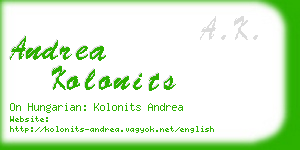 andrea kolonits business card